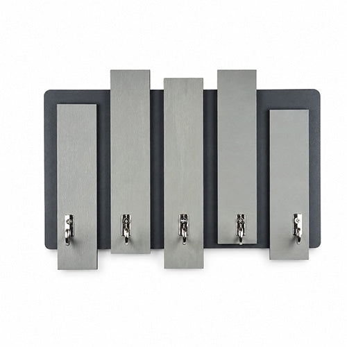 Appendichiavi da muro in legno con assi colorate e 5 ganci grigio