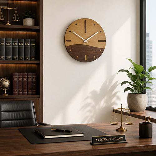 Orologio da parete Onda in legno 30 cm silenzioso e decorativo noce